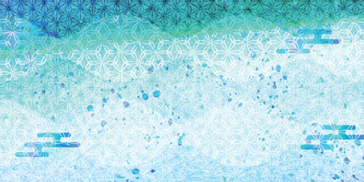 Elegant Japanese Style Light Blue Washi Paper Background with Clouds