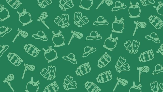 Seamless Summer Vacation Pattern with Tropical Beach Elements