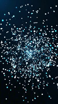 Bright blue explosion of particles and light in space with dynamic energy and motion