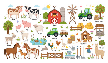 Cute Farm Animal Vector Set © Ziten