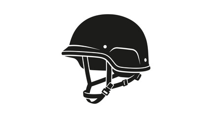 Fototapeta premium Black Silhouette Military Combat Helmet with Strap