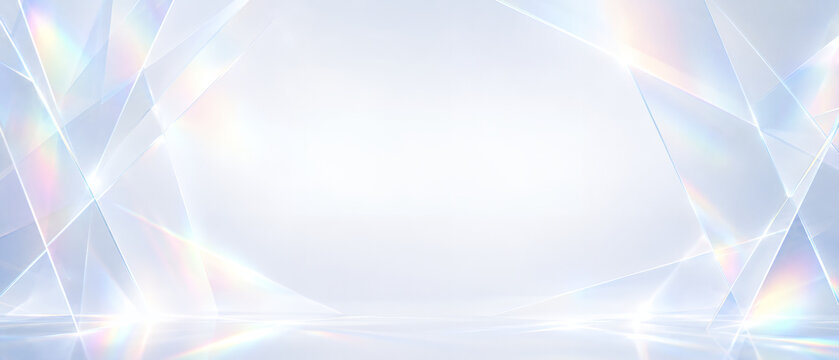 プリズムガラスが輝く透明感のあるラグジュアリー背景