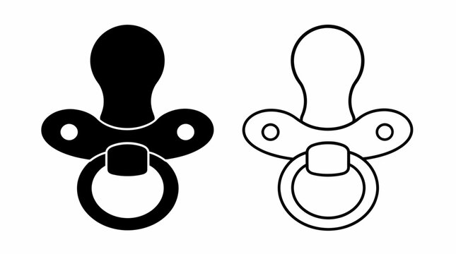 Baby Pacifier Icon Set in Solid and Outline Styles