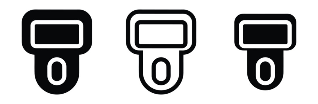 Camera flash icon vector. External speedlight, photography lighting equipment, electronic photo studio flash symbol. Professional photographer accessory sign for graphic design. Vector Illustration.