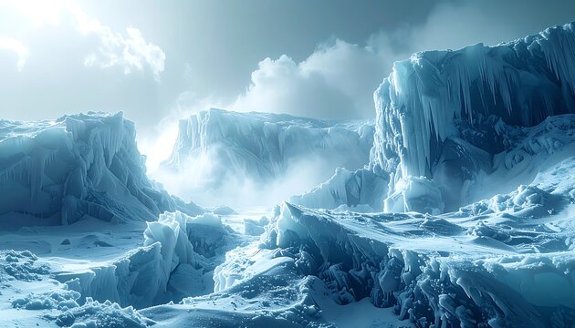 Dramatic Iceberg Landscape with Stormy Weather.