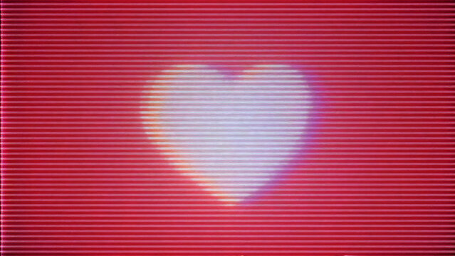 Glowing Pixel Heart on CRT Screen with VHS Scanlines