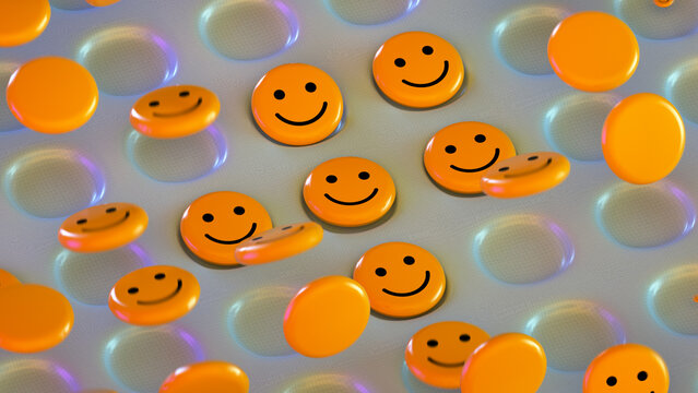 Cute Orange Smiley Faces 3D Render
