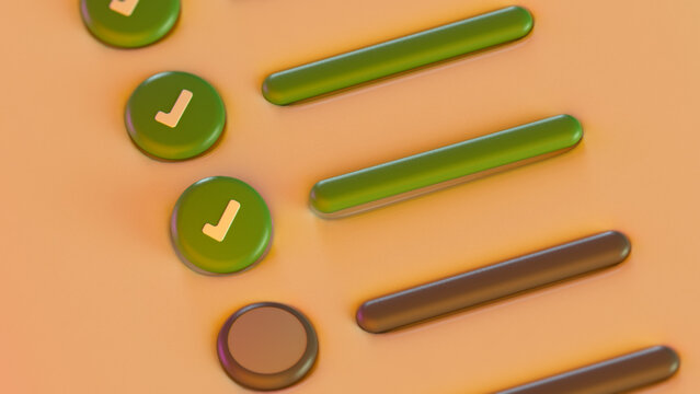 Checklist Filling with Green Checkmarks 3D Render