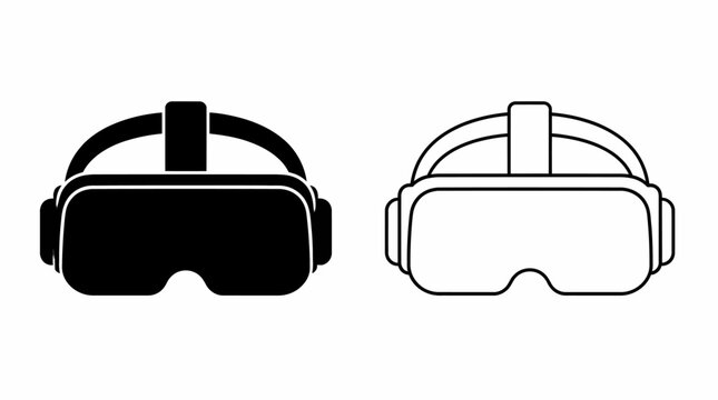 Virtual reality headset icons in solid and outline style
