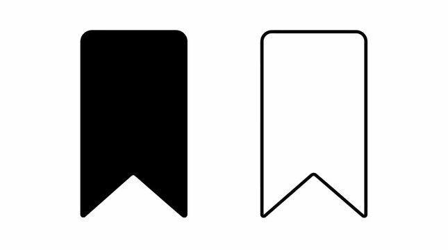 Bookmark icon set in solid and outline style for UI design