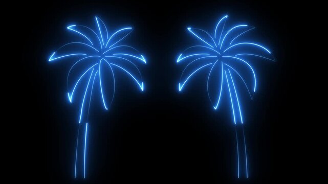 neon colorful palm outline vector
