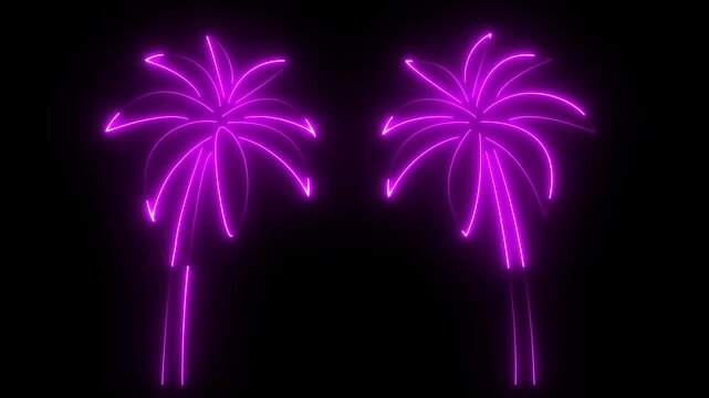 neon colorful palm outline vector
