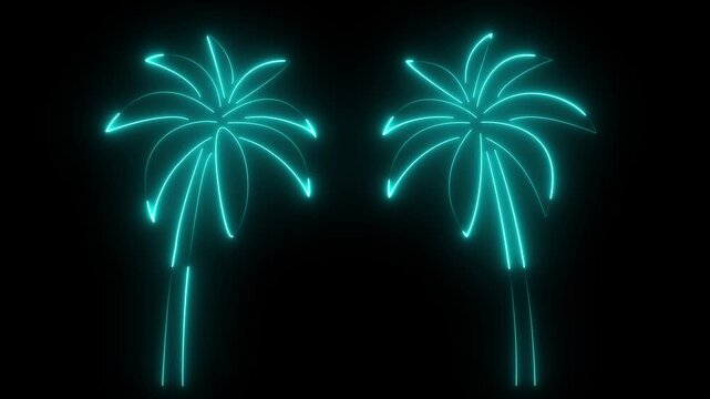 neon colorful palm outline vector