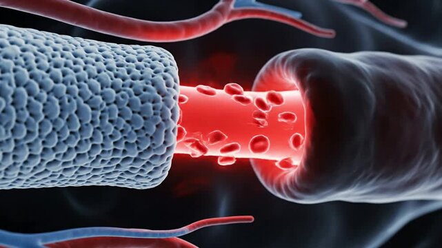 3 d medical animation of flow through human vein and artery system circulation anatomy
