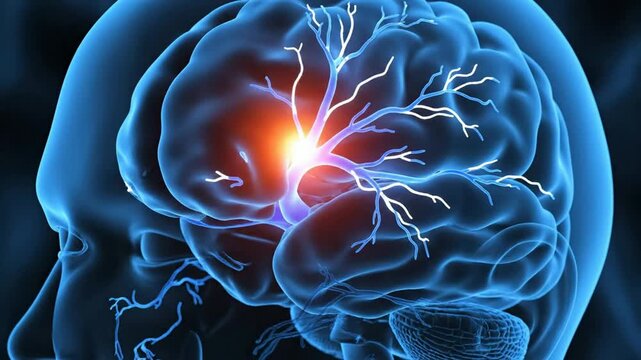 Human brain neural activity animation: glowing synaptic connections and cognitive functioning in 3 d medical visualization