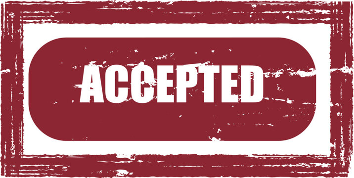 Red rubber stamp with the word Accepted on a white background in grunge style
