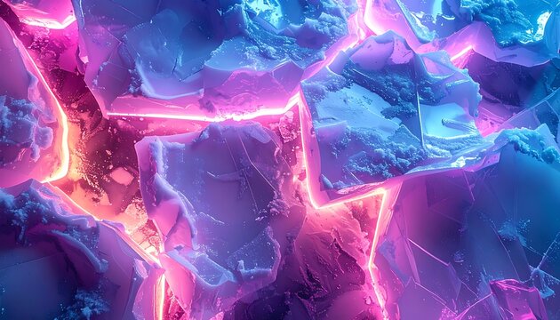 Electric Crack Neon Light Background Texture.