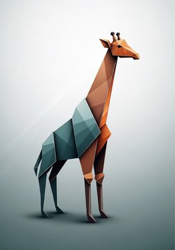 Geometric Origami Giraffe, Low Poly Animal Art, Abstract Wildlife Silhouette