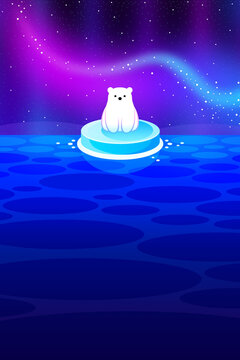 Polar bear alone in the night