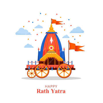 Happy Rath Yatra Festival Celebrations, Lord Jagannath Chariot, Indian Culture, Confetti