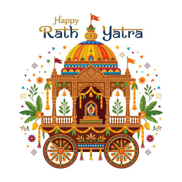 Happy Rath Yatra Festival Chariot - Indian Culture Celebration