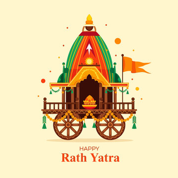 Happy Rath Yatra Festival Chariot Illustration | Indian Culture Celebration  | Odisha