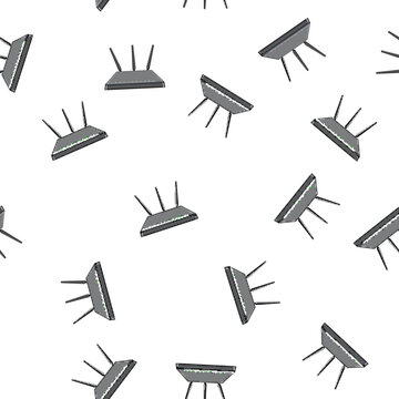 pattern lan dsl modem cartoon. antenna connection, ethernet network lan dsl modem sign vector