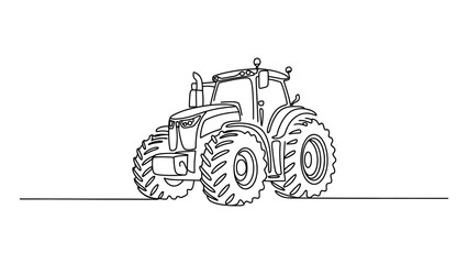 Continuous single line drawing of a farm tractor for agriculture and farming © Dulal