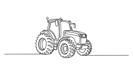 Continuous single line drawing of a farm tractor vehicle for agriculture farming business equipment and machinery concept illustration © Dulal