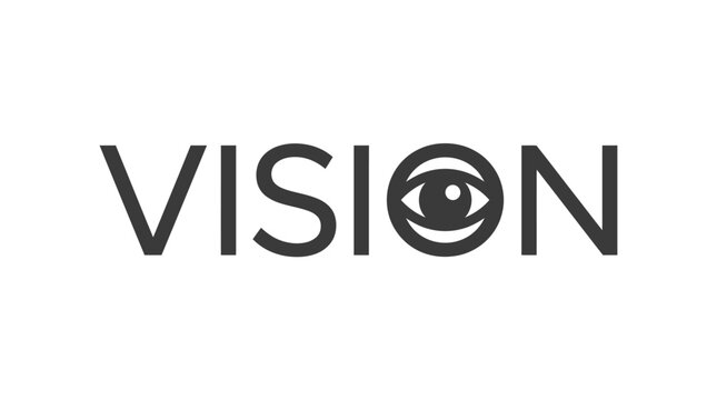 Vision Text Logo Design with Eye Icon