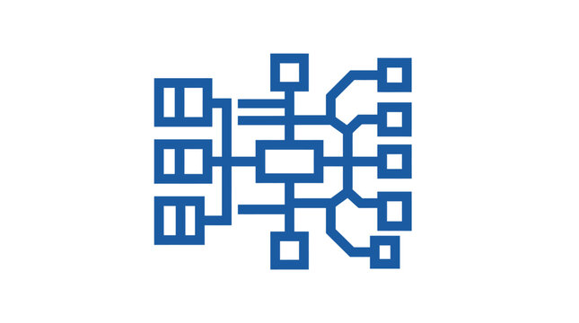 Abstract Data Network and Connectivity Flowchart Icon