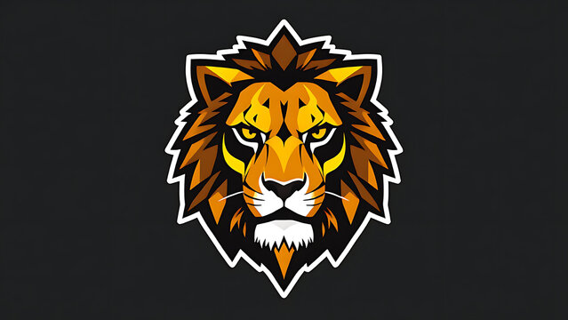 A geometric, low-poly, stylized lion head t-shirt design featuring aggressive, sharp angles, vibrant electric blue and glowing orange accents, a solid dark charcoal background, simple flat vector desi