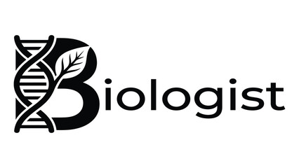 Biologist typography features a stylized DNA double helix integrated into the letter B. © adnan