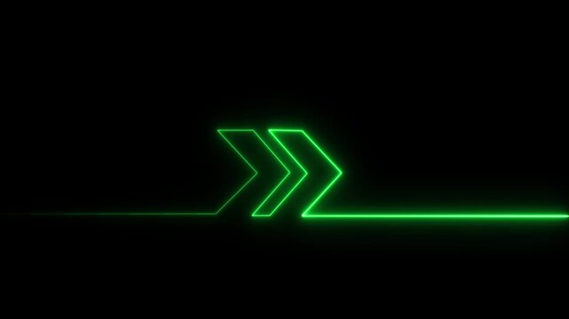 Abstract neon arrow business graph chart icon animation background. Market RecoveConceptry . Successful growth trend Green line graph going Up. Neon Upward Arrow on Line Graph Animation.4k