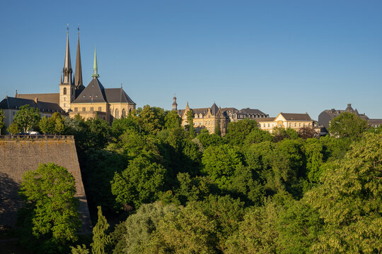 Luxembourg, 28 June 2019: Historical buildings in Luxembourg city center