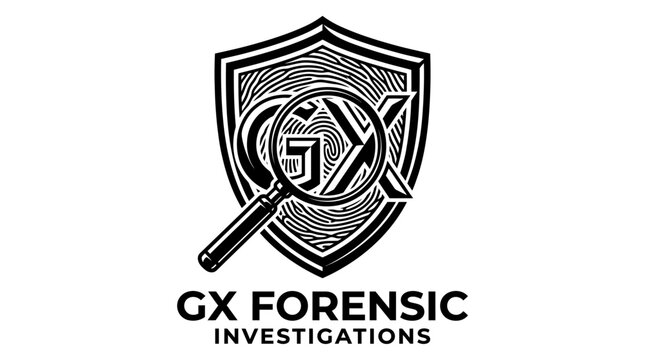 Black and white forensic logo design.