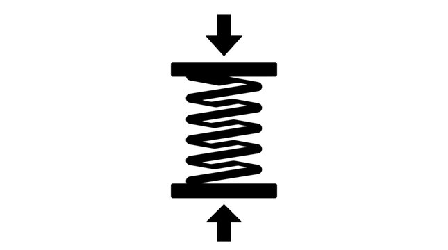 Compressed Spring Icon: Force, Compression, Resistance, Physics Symbol