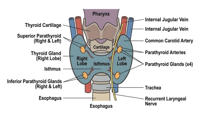 Detailed anatomical diagram of the human throat and larynx.