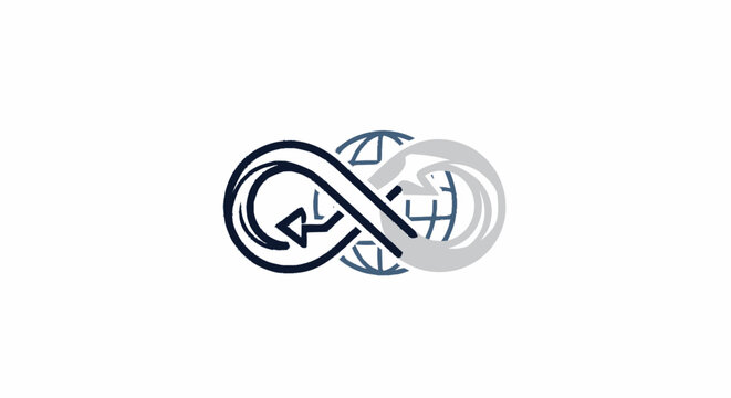 Circular economy icon with infinity symbol and globe representing global sustainability and recycling.