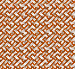 Fototapeta premium Seamless Nordic Knitting Pattern with Terracotta Geometric Maze Ornament