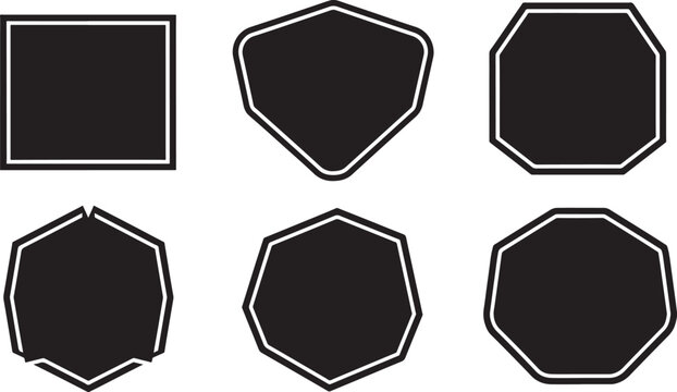 Six geometric shape outlines isolated on checkered background vector illustration.