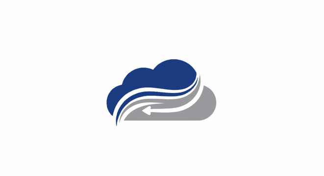 Cloud computing logo icon with sync arrow representing data storage and backup technology.