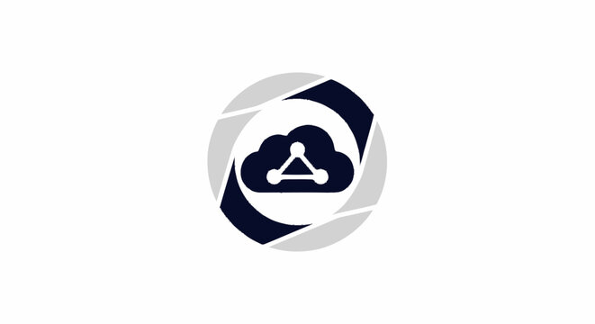 Cloud computing network connection logo icon representing data storage and digital technology.