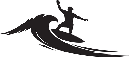 Surfer riding ocean wave, extreme sport, water activity, beach lifestyle, adventure, summer recreation. © Sheplob