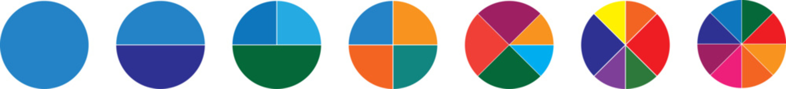 Circle division infographic icon set. 1.2.3.4.5.6.7.8.9.10. pie chart green color Set of pie charts diagrams. Circle icons for infographic set. Pizza chart round icons. Loading bar Flat process cycle