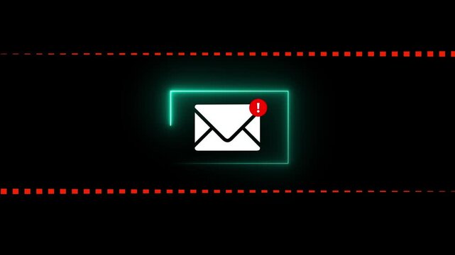 Alert Email inbox and spam virus with warning caution for notification on internet letter security protect, junk and trash mail and compromised information.4k motion graphics video animation