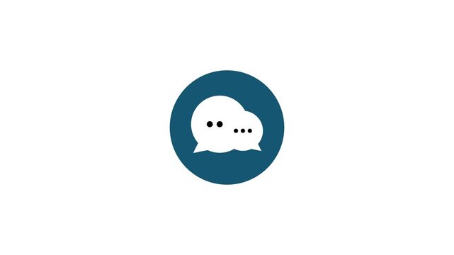Chat and Messaging Communication Icon with Conversation Bubbles on White Background. 4k video.