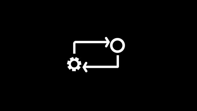 Process icon in flat style isolated on white. Process symbol in black for your web site design on black background. 4k video .