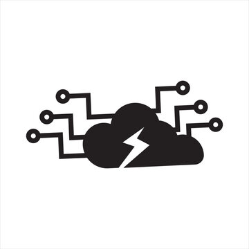 Design vector logo technology claud flash black and white