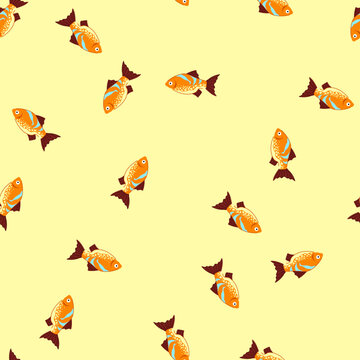 pattern platy decorative fish cartoon. swordtail neon, rasbora gourami, cat loach platy decorative fish sign. seamless vector illustration